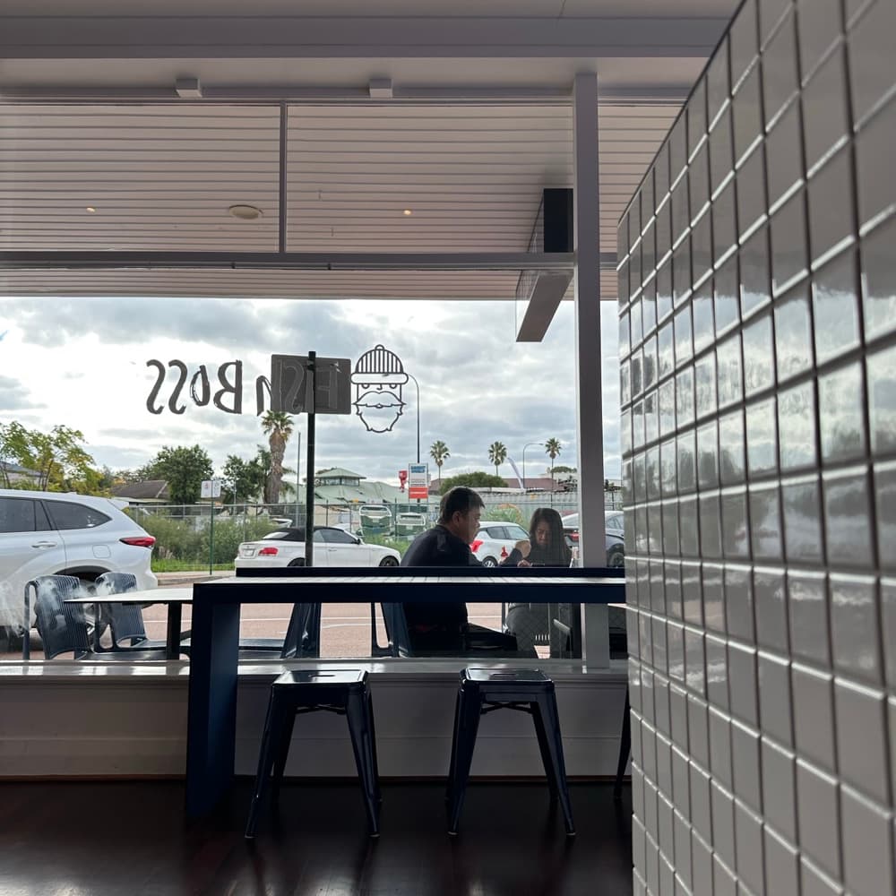 Inside the Fish Boss shopfront
